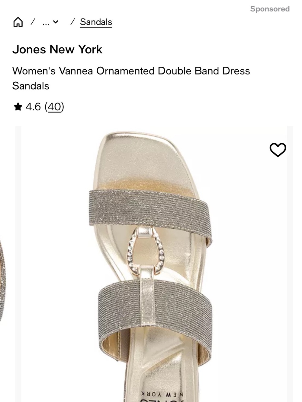 Jones New York Metallic Gold Double-Band Dress Sandals